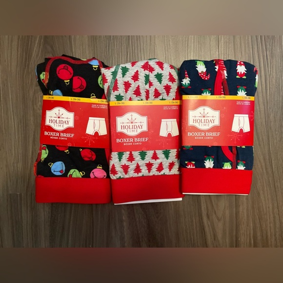 Holiday Time Men's Boxer Briefs - Festive Multi-Color bundle of 3 size L - Picture 3 of 3